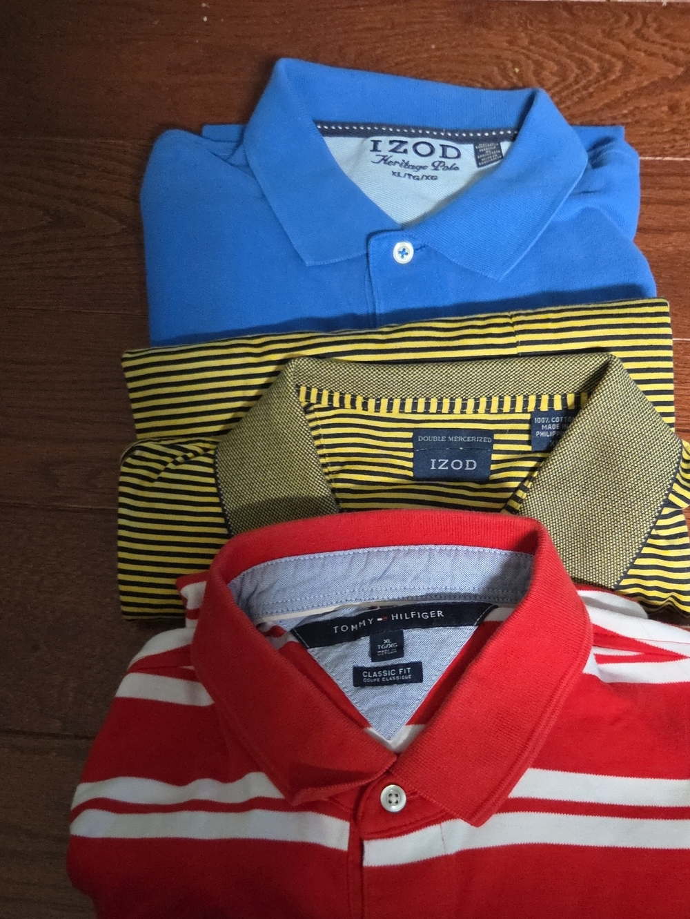 Two Tommy Hilfiger And One Izod Polos Set Of 3 Short Sleeve